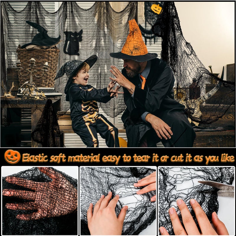 Xgunion Halloween Creepy Cloth 6PCS 30?72inch Black Halloween Cloth Decor Halloween Decoration Spooky Creepy Gauze Cloth for Halloween Party Outdoor Indoor Decorations - Image 3